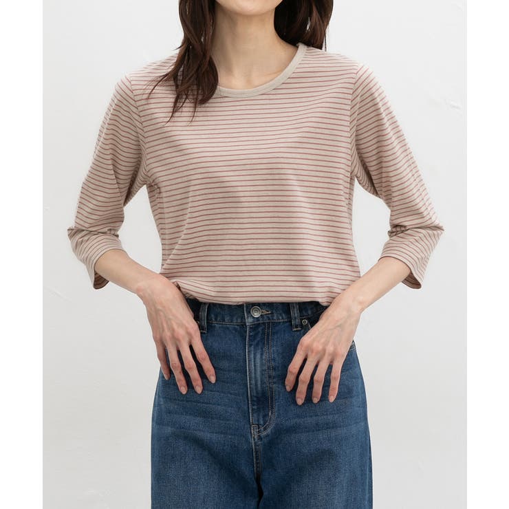 ピンクボーダー | トップス Tシャツ ７分袖Tシャツ | Honeys