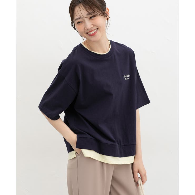 ネイビー | トップス カットソー 半袖 | Honeys