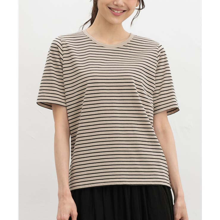 ベージュ×クロ | トップス Tシャツ 半袖Tシャツ | Honeys