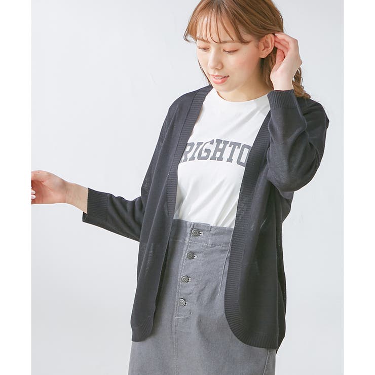 ブラック | 【ハニーズ】トップス カーディガン 8分袖 | Honeys