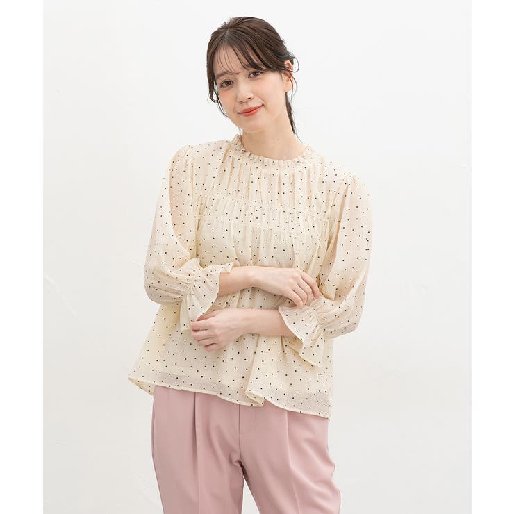 アイボリー水玉 | トップス ブラウス オフィス | Honeys
