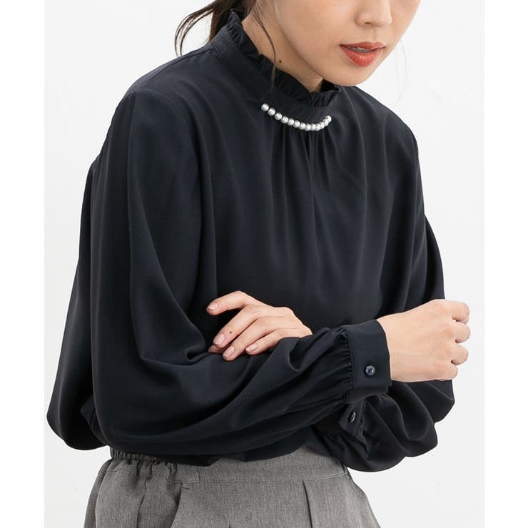 ネイビー | トップス ブラウス 長袖 | Honeys