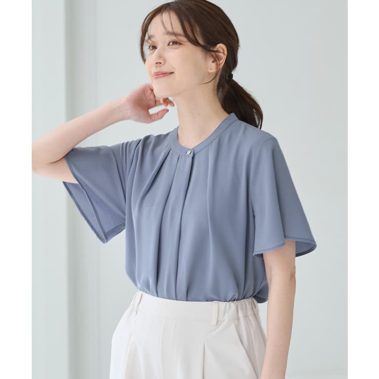 スモーキーブルー | トップス ブラウス 半袖 | Honeys