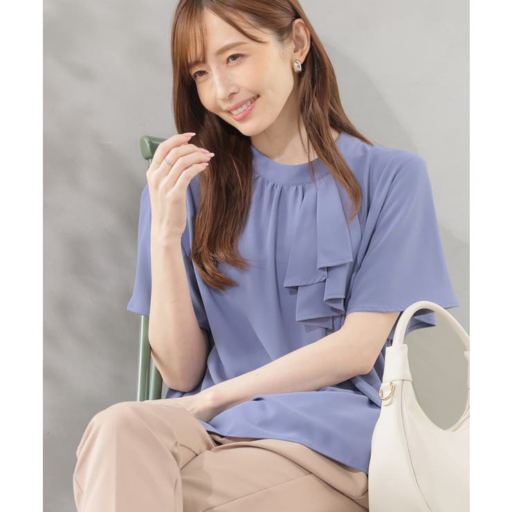 スモーキーブルー | トップス ブラウス 半袖 | Honeys