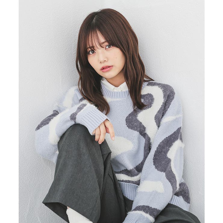 ブルー×オフ | トップス ニット セーター | Honeys