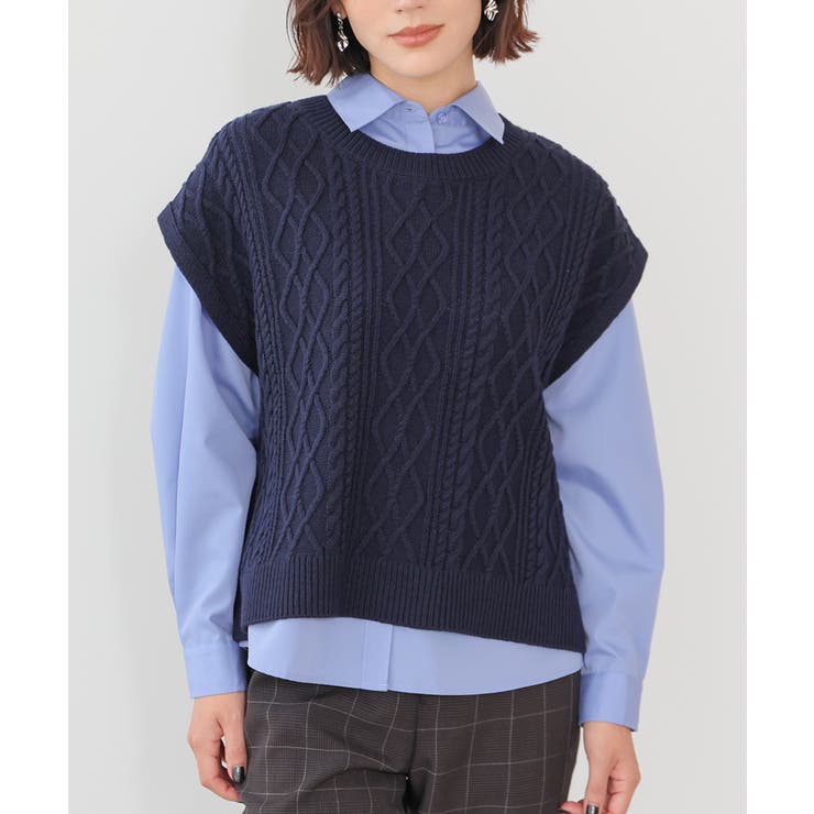 ネイビー | トップス ベスト ジレ | Honeys