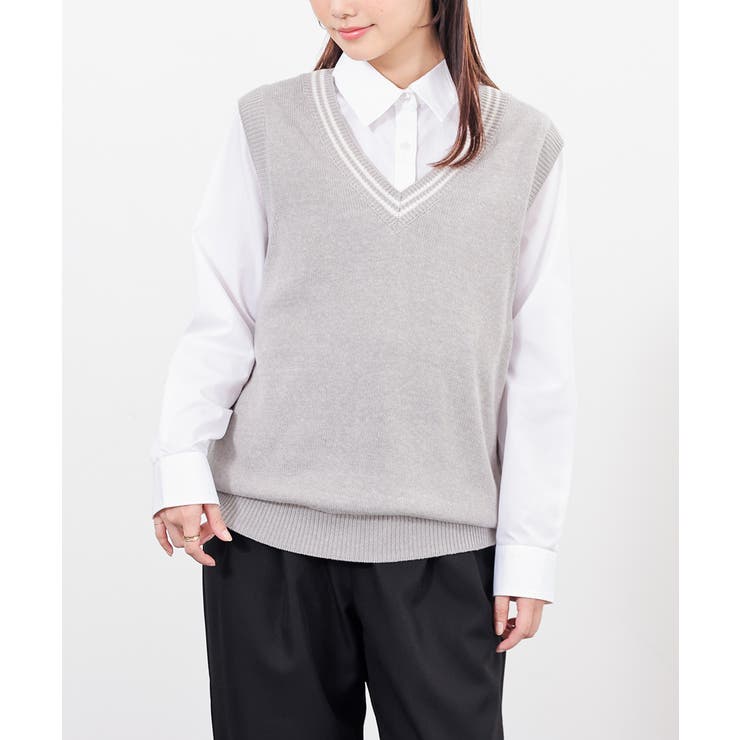 杢グレー | トップス ベスト ニット | Honeys