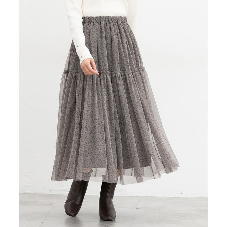 グレーヒョウ柄 | ボトムス スカート ロングスカート | Honeys