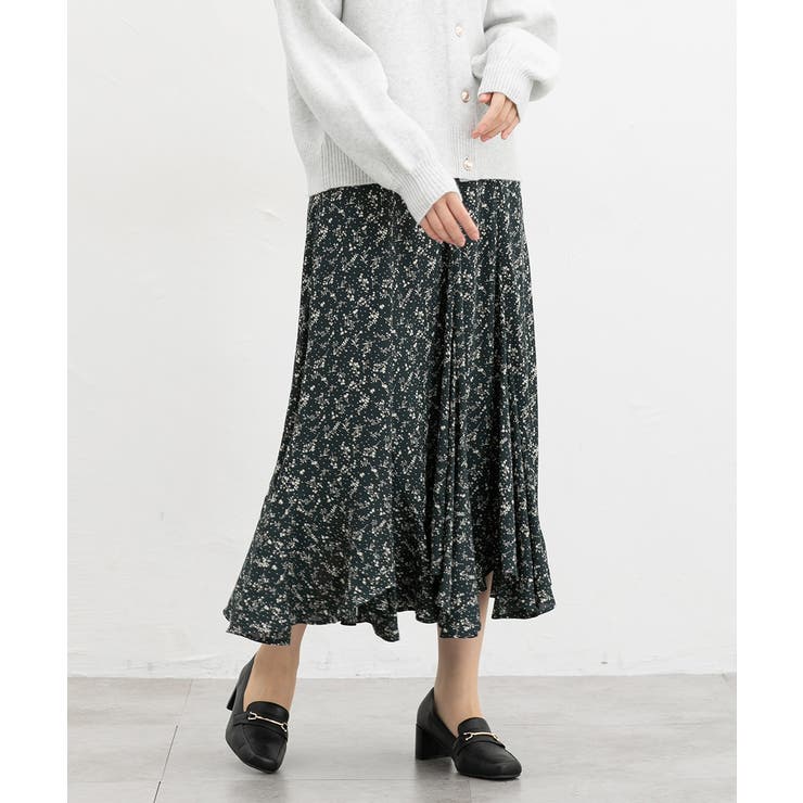 グリーン花柄 | ボトムス スカート ロングスカート | Honeys