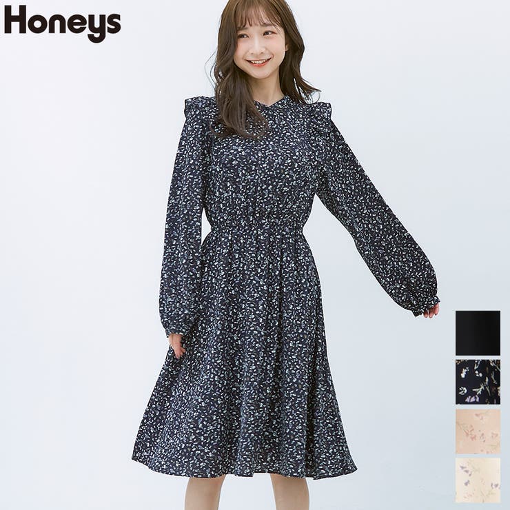ワンピース 長袖 フリル | Honeys | 詳細画像1 