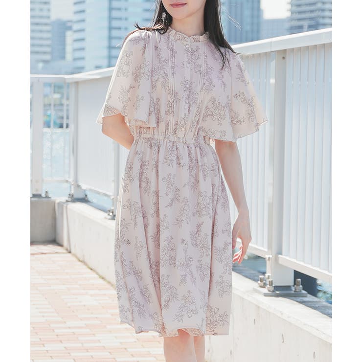 ９号花柄 半袖 ひざ丈ワンピース ワンピース】半袖 膝丈 膝下 Vネック 花柄 リゾート ボタニカル