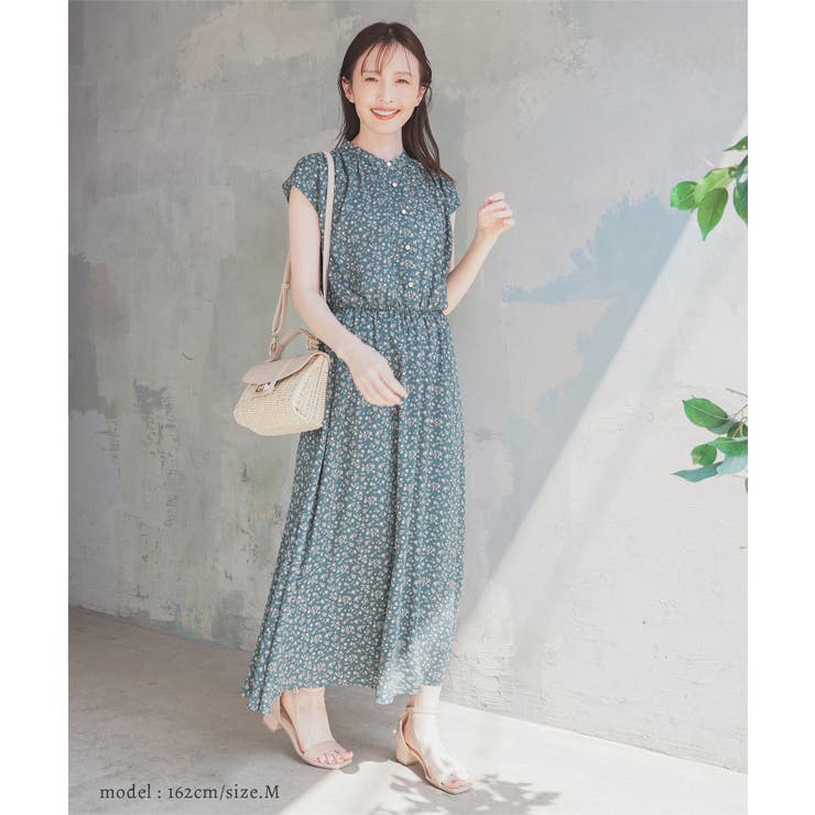 ワンピース ロング丈 マオカラーワンピース[品番：HNSW0010850