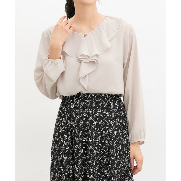 グレージュ | トップス ブラウス 長袖 | Honeys