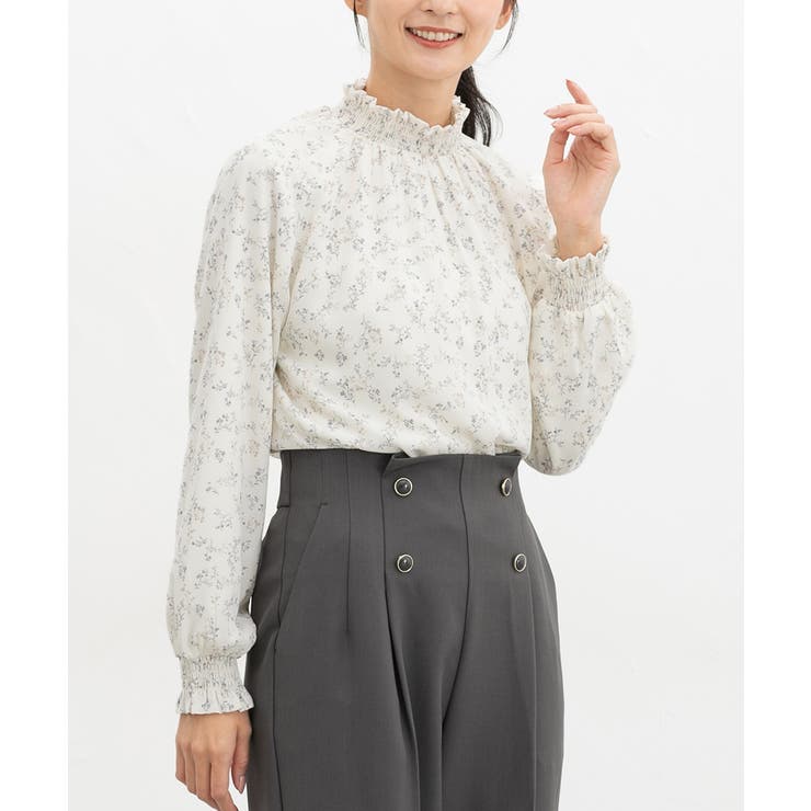 アイボリー花柄 | トップス ブラウス 長袖 | Honeys