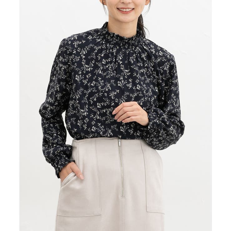 コン花柄 | トップス ブラウス 長袖 | Honeys