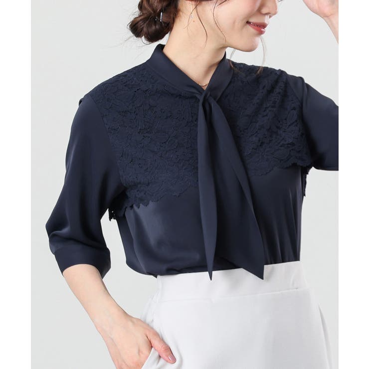 ネイビー | トップス ブラウス ボウタイブラウス | Honeys