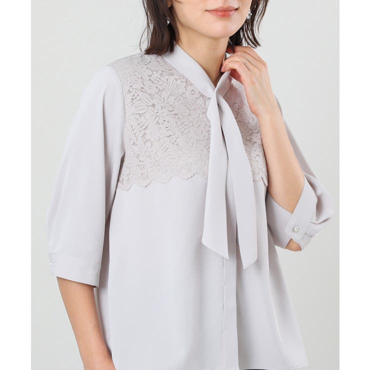 グレージュ | トップス ブラウス ボウタイブラウス | Honeys