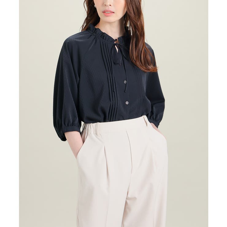ネイビー | トップス ブラウス フリル | Honeys