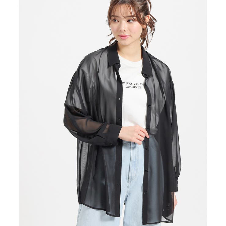 ブラック | シャツ ブラウス 長袖 | Honeys