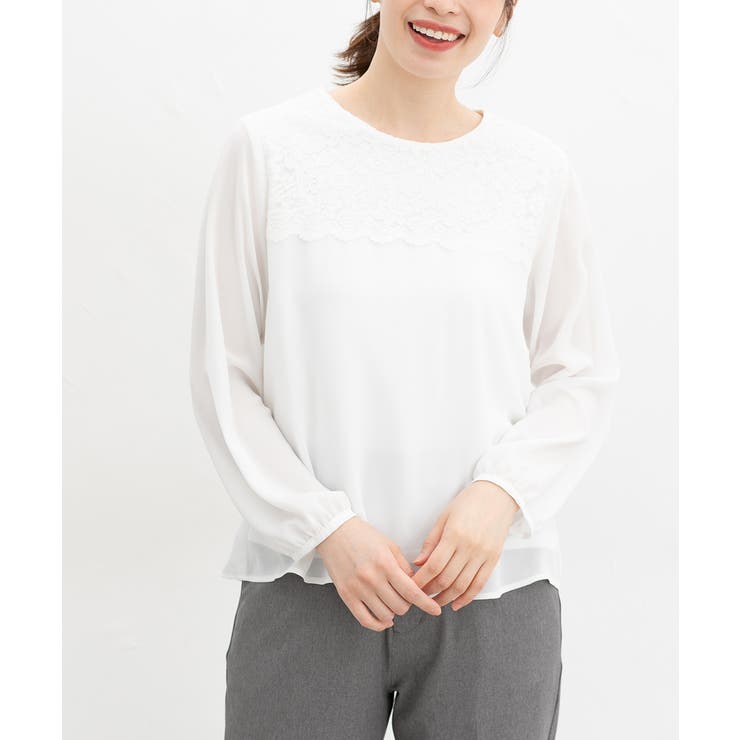 ホワイト | トップス ブラウス 長袖 | Honeys