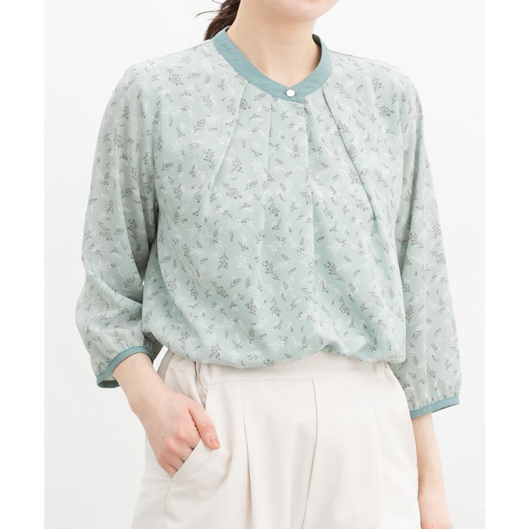 ミント花柄 | トップス ブラウス 大きいサイズ | Honeys