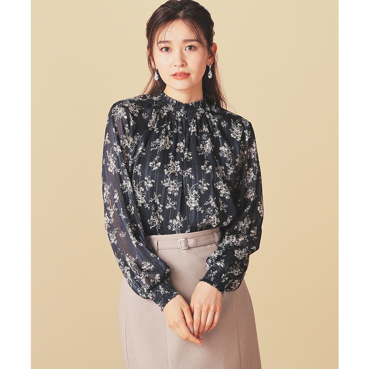 コン花柄 | トップス ブラウス 長袖 | Honeys