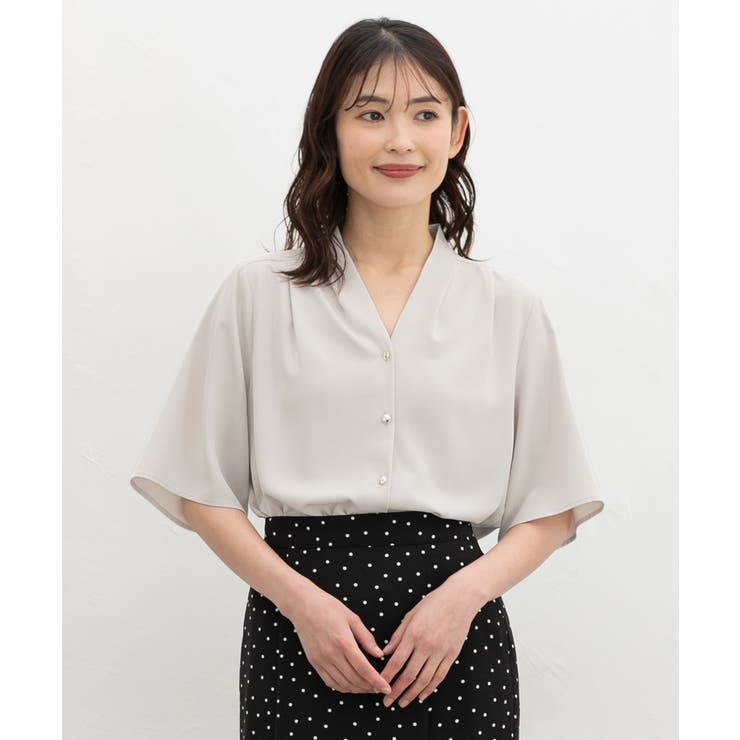 グレージュ | トップス ブラウス 半袖 | Honeys