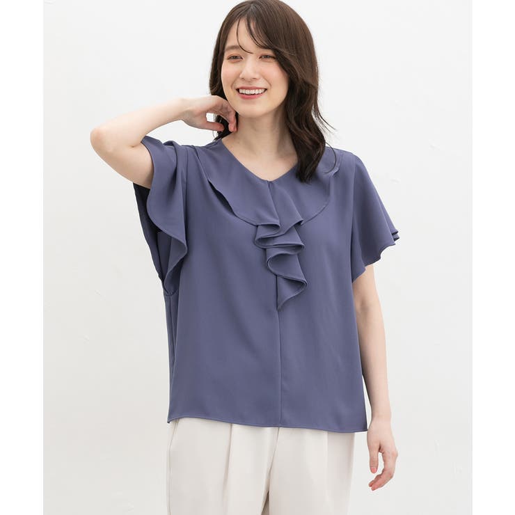 スモーキーブルー | トップス ブラウス 半袖 | Honeys