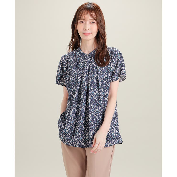 コン×アイボリー | トップス ブラウス 半袖 | Honeys