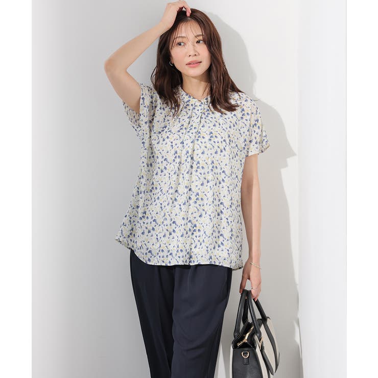 オフ×ブルー | トップス ブラウス 半袖 | Honeys