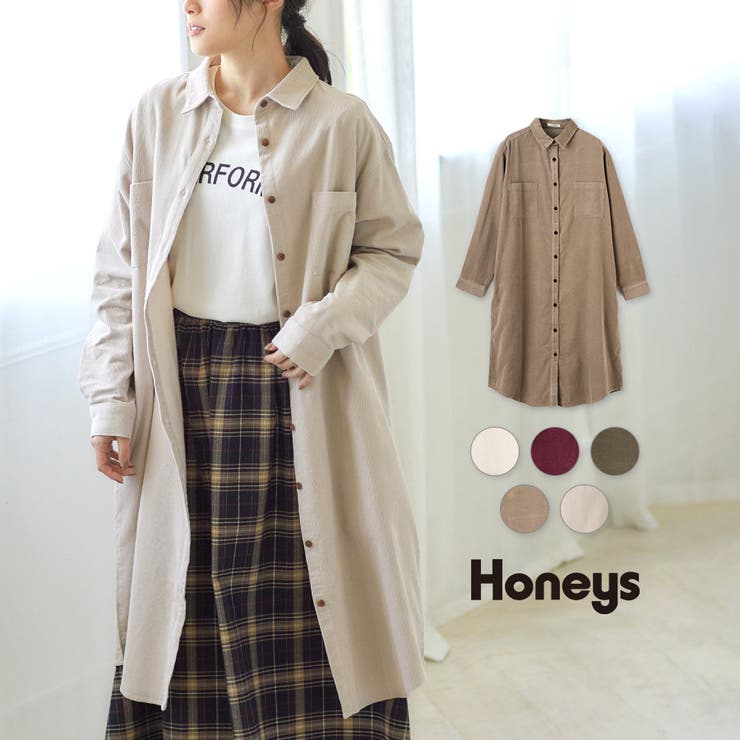 ワンピース シャツワンピ 長袖 品番 Hnsw Honeys ハニーズ のレディースファッション通販 Shoplist ショップリスト