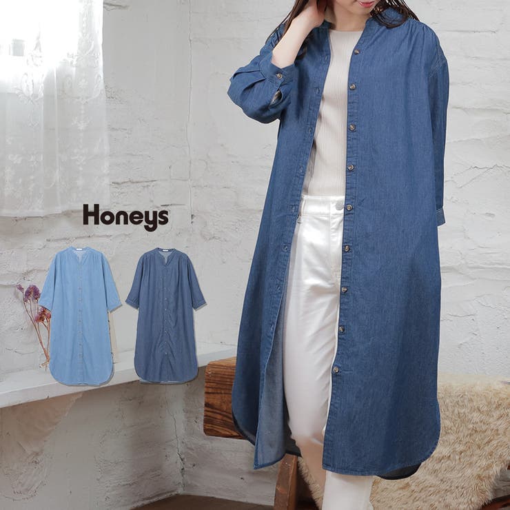 ワンピース シャツワンピ 7分袖 品番 Hnsw Honeys ハニーズ のレディースファッション通販 Shoplist ショップリスト