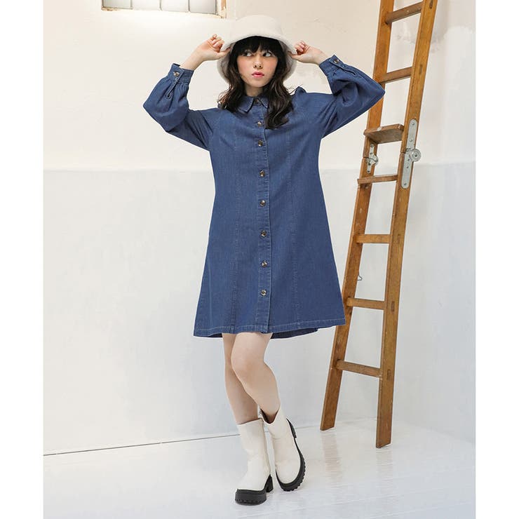 ワンピース ミニ丈  シャツワンピ[品番：HNSW0006672]｜Honeys（ハニーズ）のレディースファッション通販｜SHOPLIST（ショップリスト）