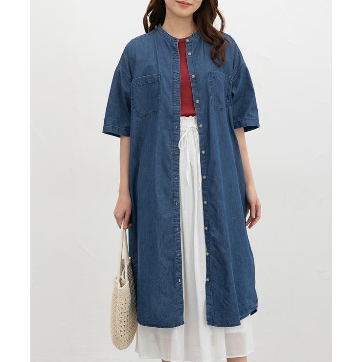 インディゴ | ワンピース 半袖 ロング丈 | Honeys