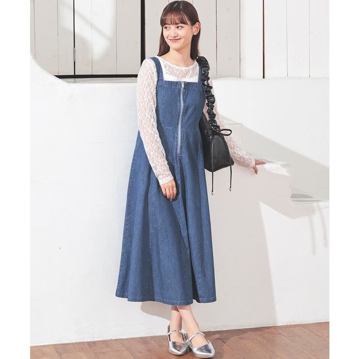 ライトインディゴ | ワンピース ジャンスカ ジャンパースカート | Honeys