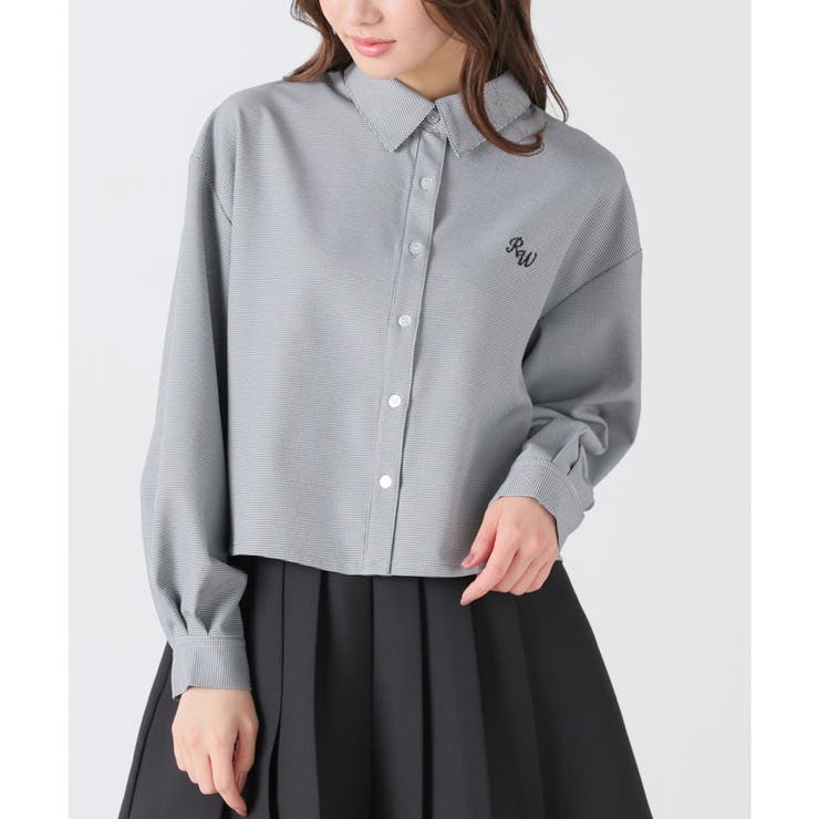 アイボリー×クロ | シャツ レディース ショート丈 | Honeys