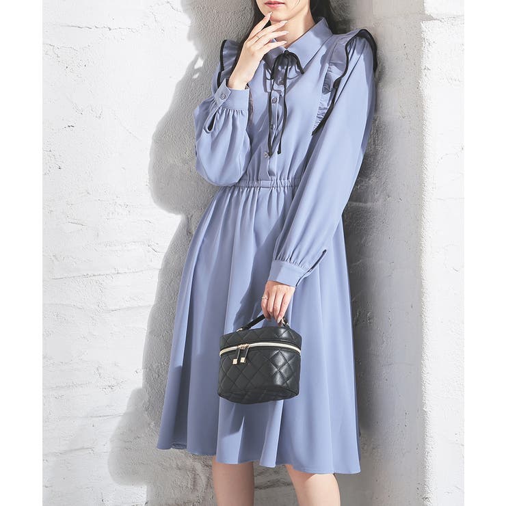 ブルー | ワンピース フリルワンピース 長袖 | Honeys