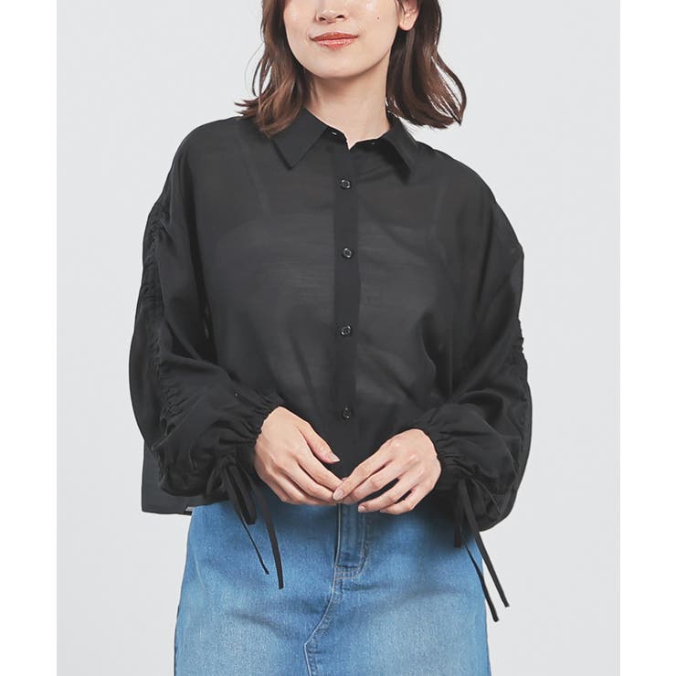 ブラック | トップス シャツ シアーシャツ | Honeys