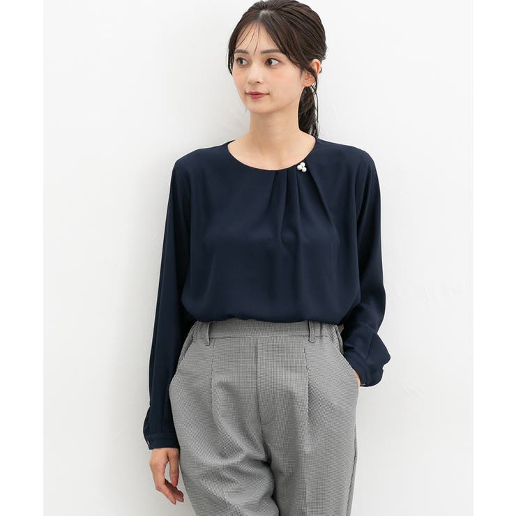ネイビー | トップス ブラウス 長袖 | Honeys