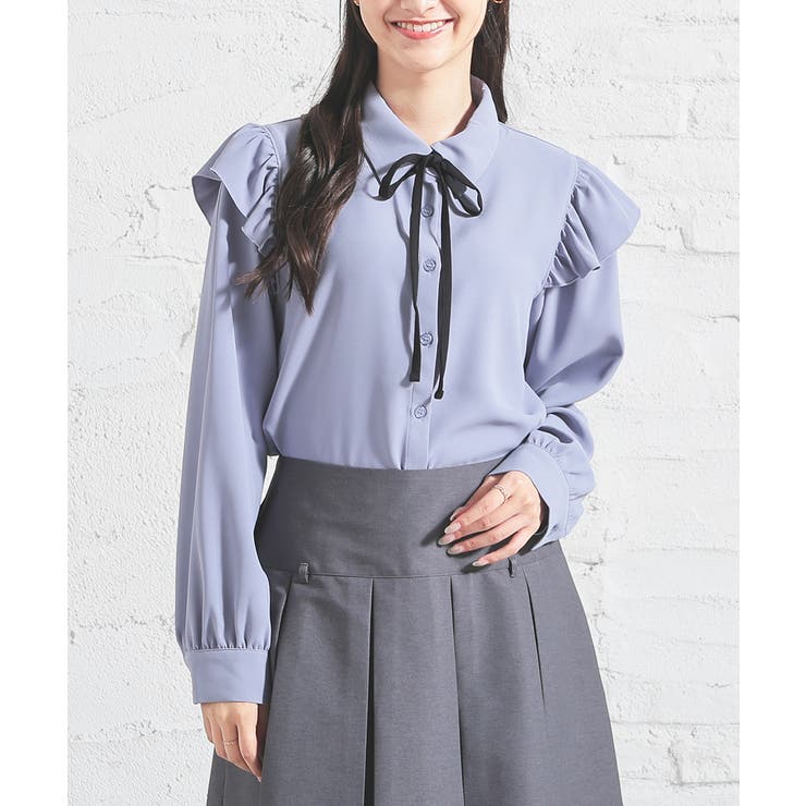 サックス | トップス ブラウス 長袖 | Honeys