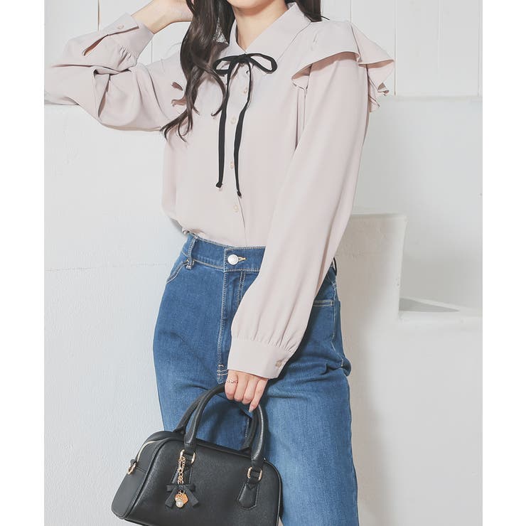 ベージュ | トップス ブラウス 長袖 | Honeys