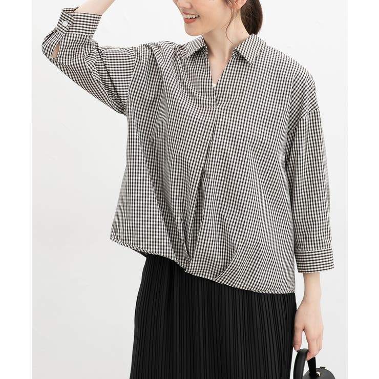 オフギンガム | トップス ブラウス 裾タックブラウス | Honeys