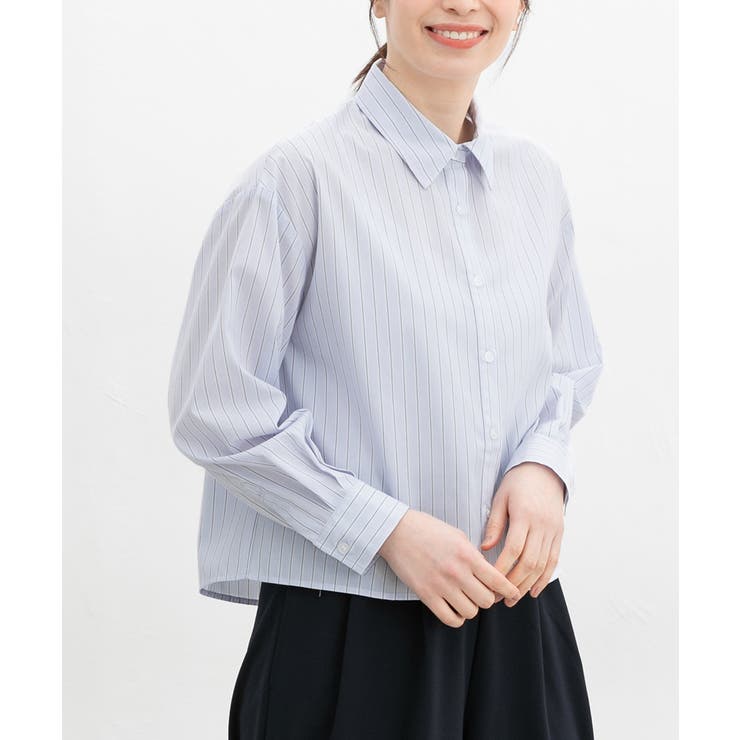 サックス×グレー | トップス ブラウス 長袖 | Honeys