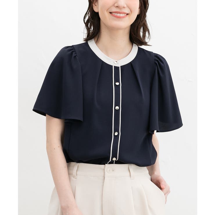 ネイビー | トップス ブラウス 半袖 | Honeys