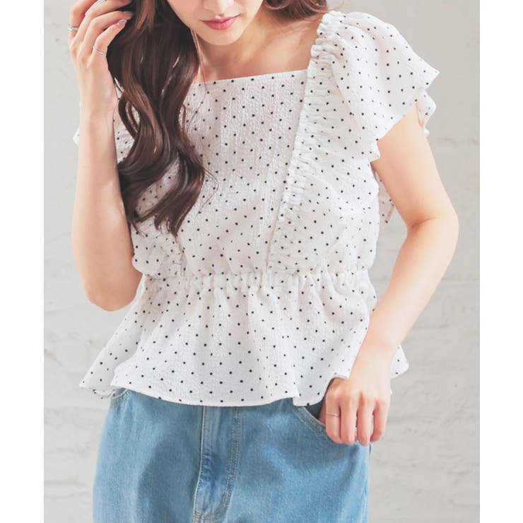 オフ水玉 | 【ハニーズ】トップス ブラウス ノースリーブ | Honeys