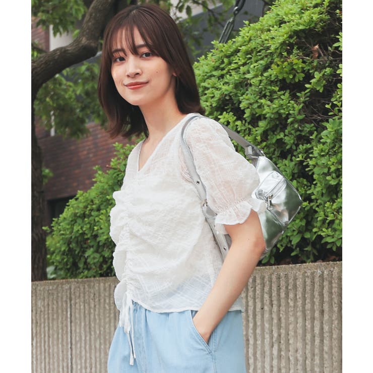 ホワイト | トップス ブラウス 半袖 | Honeys