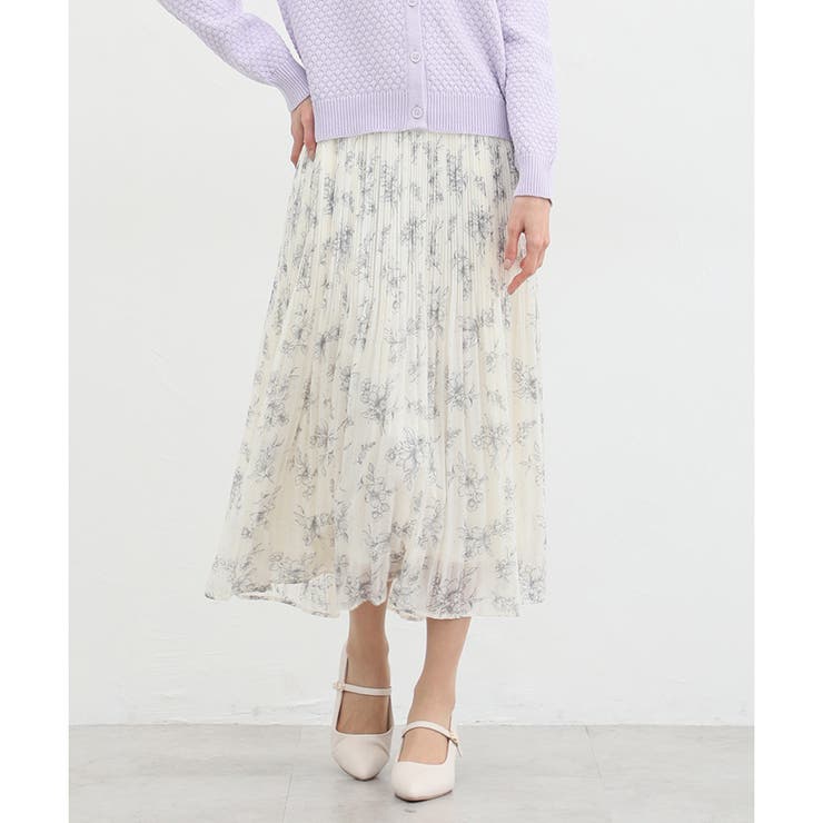 オフ花柄 | ボトムス ロングスカート プリーツスカート | Honeys