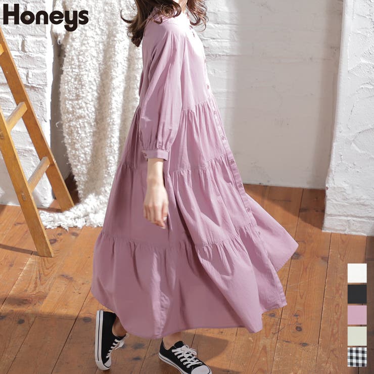 ワンピース シャツワンピ 7分袖 品番 Hnsw Honeys ハニーズ のレディースファッション通販 Shoplist ショップリスト