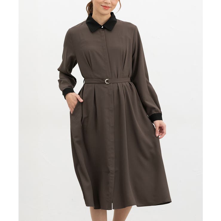 ブラウン | ワンピース 長袖 ロング丈 | Honeys