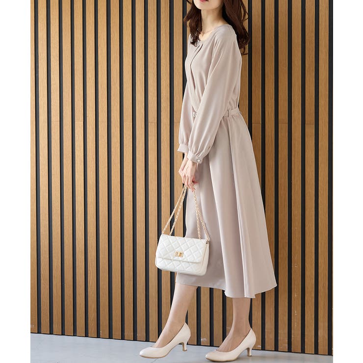 グレージュ | ワンピース 長袖 ロング丈 | Honeys